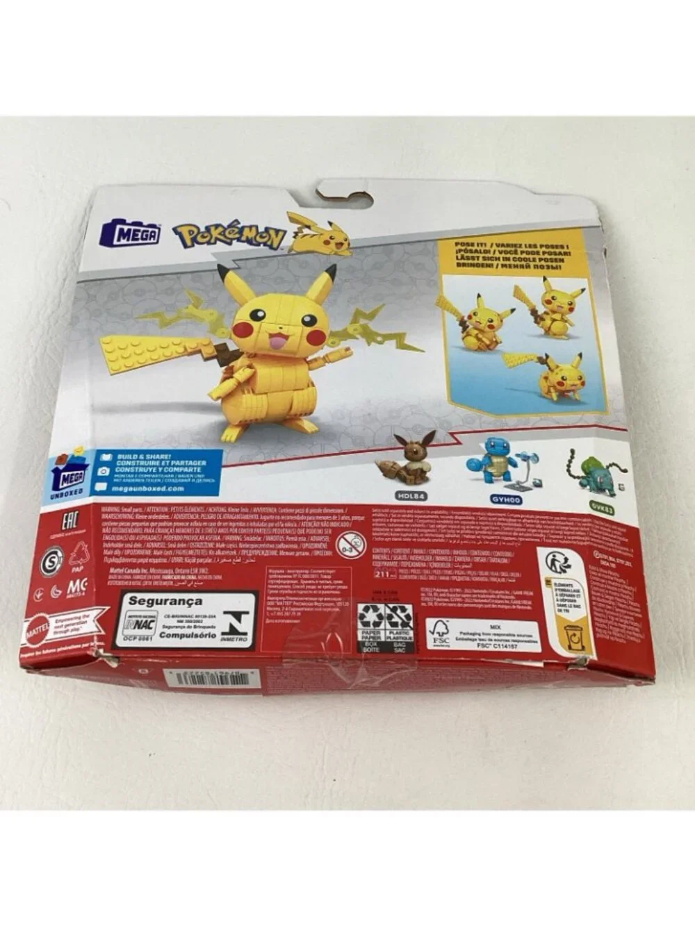 Mega Pokemon Build & Show Pikachu Poseable Figure Building Set Complete Sealed